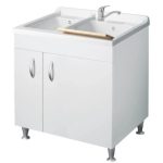 Mobile Lavatoio A Due Ante Con Bivasca in Termoformatura 60x75x85cm Colore Bianco