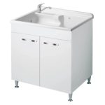 Mobile Lavanderia Due Ante Con Discesina 80x50x85 cm Colore Bianco con cestello