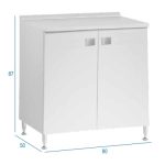 Mobile Base Per Cucina a Due Ante 80 x 50 x h87 cm Colore Bianco Frassinato
