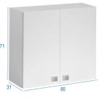 Mobile Pensile Per Cucina a Due Ante 80 x 31 x h71 cm Colore Bianco Frassinato