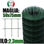 25mt- Rotolo Rete Metallica Zincata Plastificata Elettrosaldata- Maglia: mm50x75 - H 200 cm