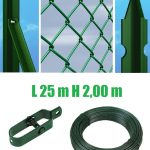 Recinzione Completa 25mt Lineari Rete Metallica Plastificata (Rete H200 cm) (Maglia:mm50x50) Con Paletti Posti Nel Cemento