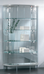 Vetrina Semiovale in Cristallo Temperato 4 Ripiani (112x38X190) Colore Bianco Lucido