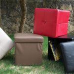 Pouff Pouf Contenitore in Pelle Sintetica Colore MARRONE 40X38X38 Trapuntato - ITALFROM®