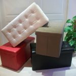 Pouff Pouf Contenitore in Pelle Sintetica Colore MARRONE 80X40X41 Trapuntato - ITALFROM®