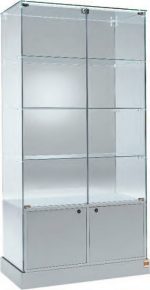Vetrina Alta L73xP46xH180 cm Cristalli Temperati con Mobile 2 Ante Battenti made in Italy
