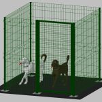Recinto-Box Modulare Per Cani In Ferro Zincato E Verniciato Verde-Con Pali A Tassellare - cm 200x200x192h