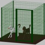 Recinto-Box Modulare Per Cani In Ferro Zincato E Verniciato Verde-Con Pali A Interrare - cm 200x200x172h