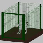 Recinto-Box Modulare Per Cani In Ferro Zincato E Verniciato Verde-Con Pali A Interrare - cm 200x100x142h