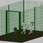 Recinto-Box Modulare Per Cani In Ferro Zincato E Verniciato Verde-Con Pali A Interrare - cm 200x400x192h