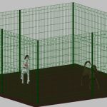 Recinto-Box Modulare Per Cani In Ferro Zincato E Verniciato Verde-Con Pali A Interrare - cm 400x400x192h
