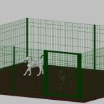 Recinto-Box Modulare Per Cani In Ferro Zincato E Verniciato Verde-Con Pali A Interrare - cm 400x400x142h