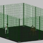 Recinto-Box Modulare Per Cani In Ferro Zincato E Verniciato Verde-Con Pali A Tassellare - cm 600x400x172h