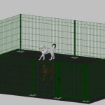 Recinto-Box Modulare Per Cani In Ferro Zincato E Verniciato Verde-Con Pali A Tassellare - cm 600x600x142h