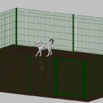 Recinto-Box Modulare Per Cani In Ferro Zincato E Verniciato Verde-Con Pali A Interrare - cm 600x600x102h