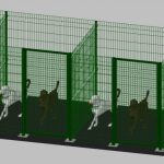 Recinto-Box Modulare Per Cani In Ferro Zincato E Verniciato Verde-Con Pali A Tassellare - cm 200x200x192h(Per 4 Box)