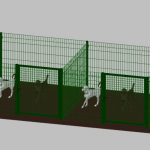 Recinto-Box Modulare Per Cani In Ferro Zincato E Verniciato Verde-Con Pali A Interrare - cm 200x200x142h(Per 4 Box)