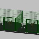 Recinto-Box Modulare Per Cani In Ferro Zincato E Verniciato Verde-Con Pali A Tassellare - cm 200x200x142h(Per 4 Box)