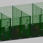 Recinto-Box Modulare Per Cani In Ferro Zincato E Verniciato Verde-Con Pali A Tassellare - cm 200x400x192h(Per 4 Box)