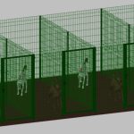 Recinto-Box Modulare Per Cani In Ferro Zincato E Verniciato Verde-Con Pali A Interrare - cm 200x400x172h(Per 4 Box)