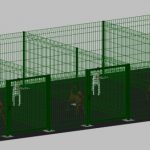 Recinto-Box Modulare Per Cani In Ferro Zincato E Verniciato Verde-Con Pali A Tassellare - cm 200x400x102h(Per 4 Box)