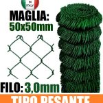 25mt-Rotolo Rete Metallica Zincata Plastificata "Maglia Sciolta"-Tipo Pesante - H 125 cm