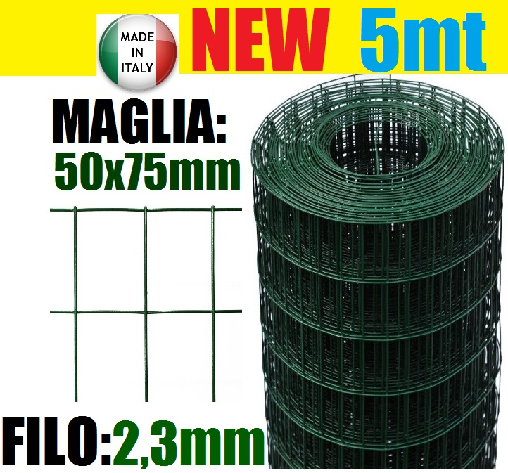 zoom_4071-0-5d07aae7.jpg 5mt- Rotolo Rete Metallica Zincata Plastificata Elettrosaldata- Maglia: mm50x75 - H 100 cm - immagine 1