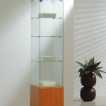 Vetrina con Mobile Cristalli Temperati 40x40xh180 cm Made in Italy Colore Ciliegio