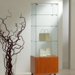 Vetrina con Mobile Cristalli Temperati 60x40xh180 cm LL OF618M Made in Italy Colore Wengè