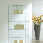 Vetrina Angolare Cristalli Temperati 68x68xh180 cm LL OF718 Made in Italy Colore Grigio