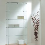 Vetrina Cristalli Temperati 80x40xh180 cm LL OF818 Made in Italy Colore Ciliegio