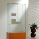 Vetrina con Mobile Cristalli Temperati 80x40xh180 cm Made in Italy Colore Grigio