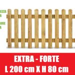 Steccato In Legno Di Pino Con Doghe - Dimensioni: L 200cm X H 80cm