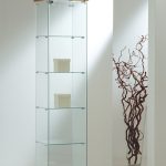 Vetrina Cristalli Temperati con Faretti Inclusi 40x40x181cm LL OF418L Made in Italy Colore Ciliegio