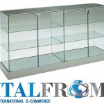 BANCO VENDITA VETRINA L142xP46xH90 cm CRISTALLI TEMPERATI ANTE BATTENTI art OF160C1C