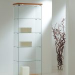Vetrina Cristalli Temperati con Faretti 60x40x181cm LL OF618L Made in Italy Colore Wengè
