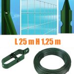 Recinzione Completa Eco 25mt Lineari Rete Metallica Zincata (Rete H125 cm) (Maglia:mm50x75) Con Paletti Plastificati Posti Nel Cemento