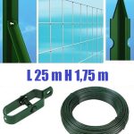 Recinzione Completa Eco 25mt Lineari Rete Metallica Zincata (Rete H175 cm) (Maglia:mm50x75) Con Paletti Plastificati Posti Nel Cemento