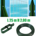 Recinzione Completa Eco 25mt Lineari Rete Metallica Zincata (Rete H200 cm) (Maglia:mm50x75) Con Paletti Plastificati Posti Nel Cemento