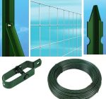 Recinzione Completa Eco 25mt Lineari Rete Metallica Zincata (Rete H200 cm) (Maglia:mm50x75) Con Paletti Plastificati Posti Nel Terreno