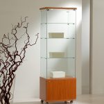 Vetrina Cristalli Temperati con Mobile e Faretti 60x40x181cm LL OF618LM Made in Italy Colore Grigio