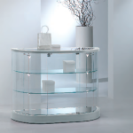 Banco Vetrina Semiovale in Cristallo Temperato con Luci Laterali H 94 cm