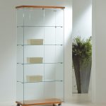 Vetrina Cristalli Temperati con Faretti 80x40x181cm LL OF818L Made in Italy Colore Grigio