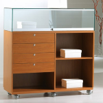 Banco con 4 Cassetti Vano a Giorno Bacheca LL 119x40xh120 cm OF12120B Colore Wengè