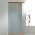 Vetrina Cristalli Temperati con Faretti e Schienale Blisterato 80x40x181cm LL OF818LB Made in Italy Colore Ciliegio
