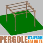 Pergola Da Giardino In Legno Di Pino Impregnato - Mt 3 X 3 X 2,5h - Con Supporti A Interrare