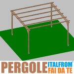 Pergola Da Giardino In Legno Di Pino Impregnato - Mt 4 X 4 X 2,5h - Con Supporti Ad Interrare