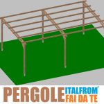 Pergola Da Giardino In Legno Di Pino Impregnato - Mt 4 X 6 X 2,5h - Con Supporti Ad Interrare