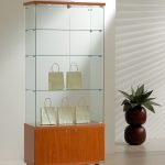 Vetrina Cristalli Temperati con Mobile e Faretti 80x40x181cm LL 818LM Made in Italy Colore Grigio