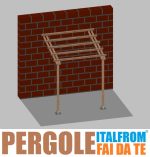 Pergola Da Giardino Addossata In Legno Di Pino Impregnato - Mt 2 X 2 X 2,5h - Con Supporti A Tassellare